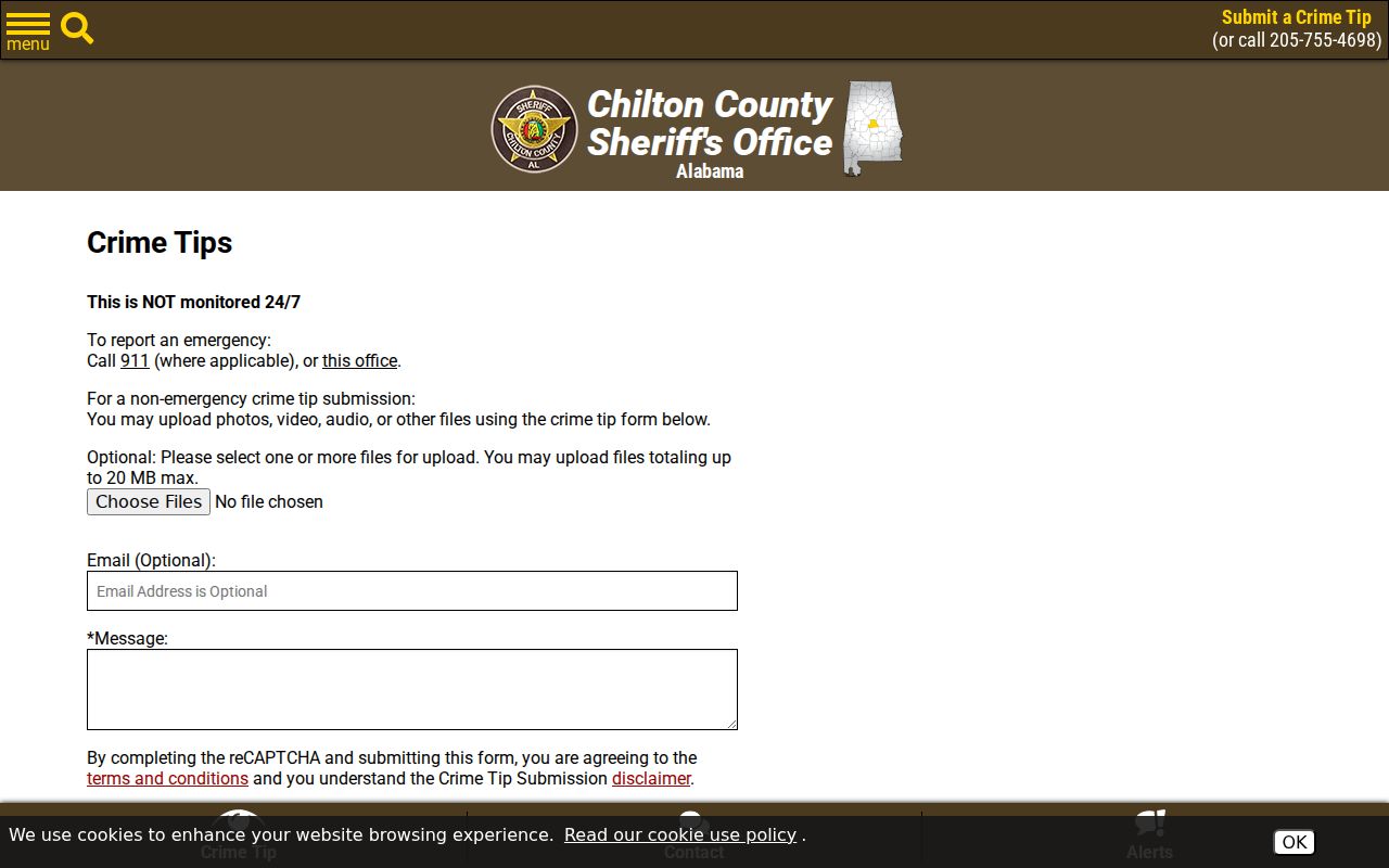 Chilton County warrant tip and routing form