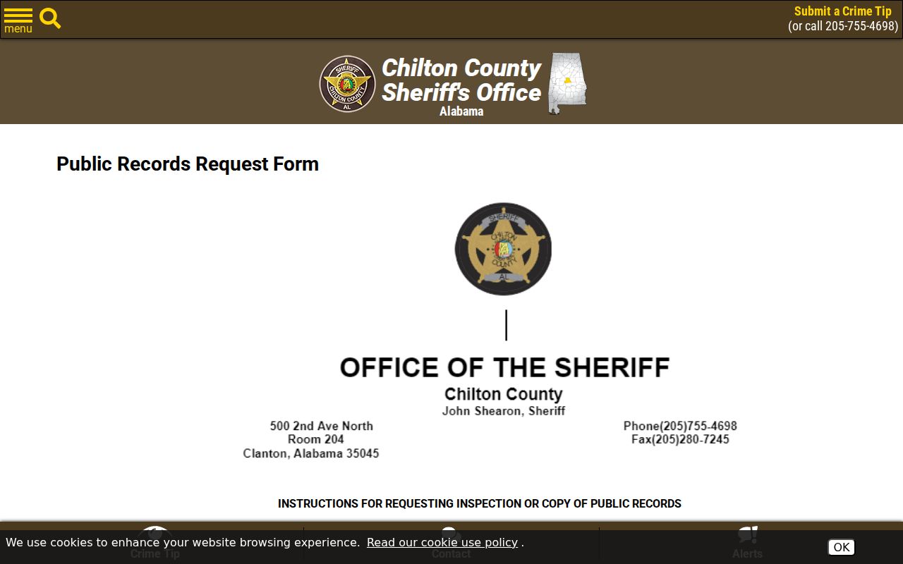 Chilton County warrant document request form