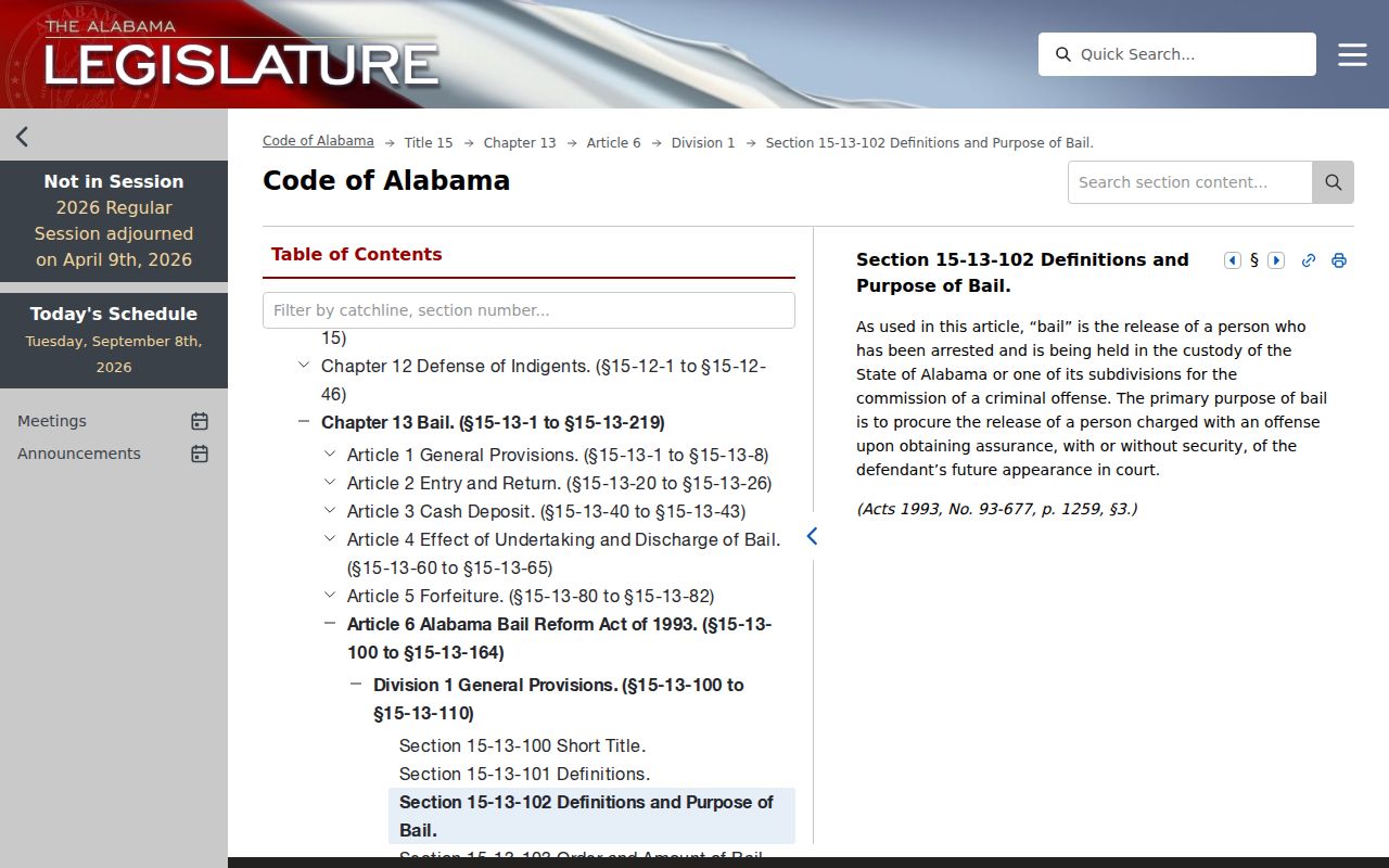 Purpose of bail in a Chilton County municipal warrant matter