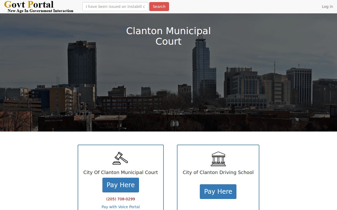 Clanton payment portal related to Chilton County traffic warrant records